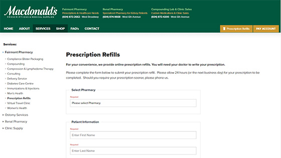 Macdonald's Prescription Refills Form