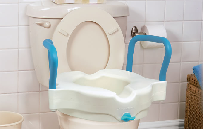 Raised Toilet Seat 4" w/ arms & lock - Aquasense 