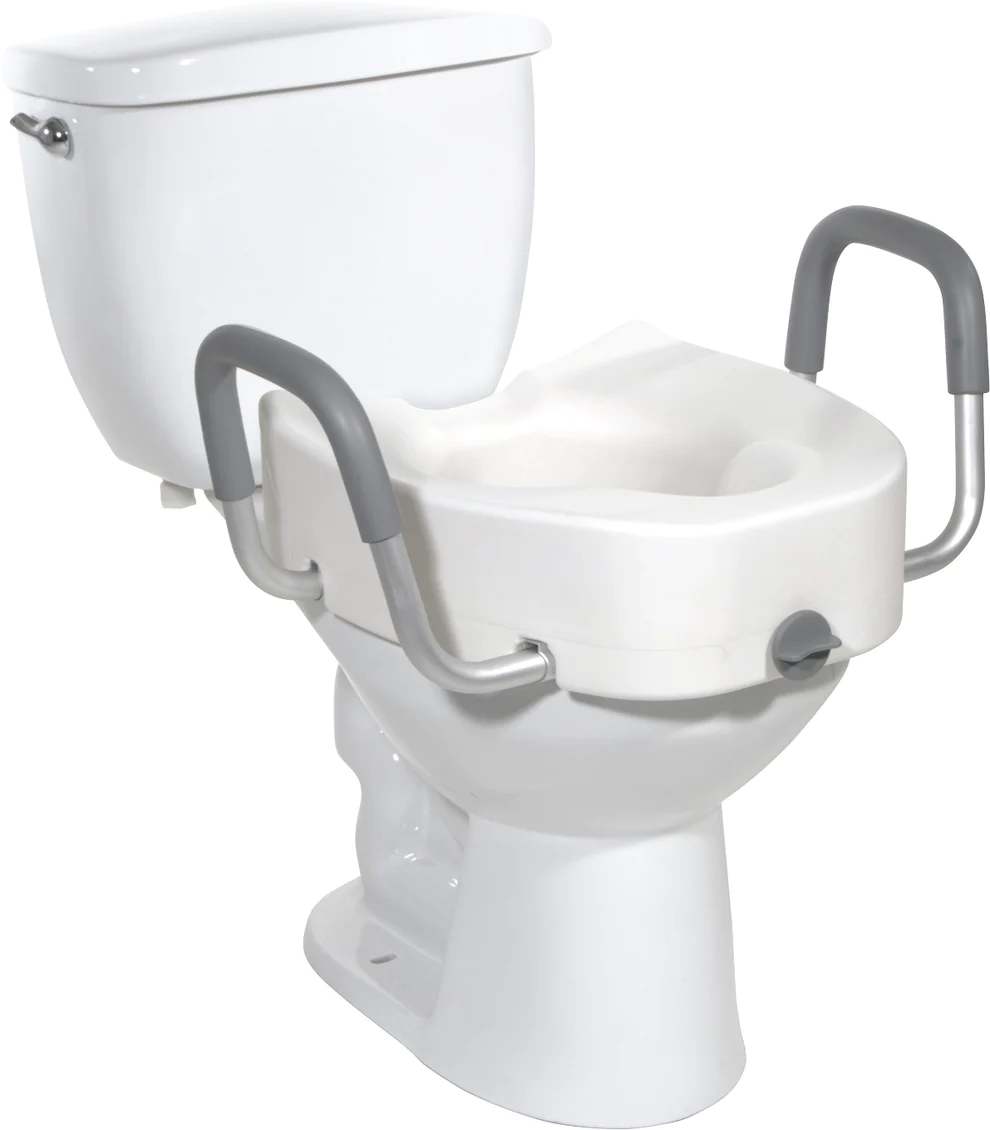 Raised Toilet Seat 5" W/ arms and lock 